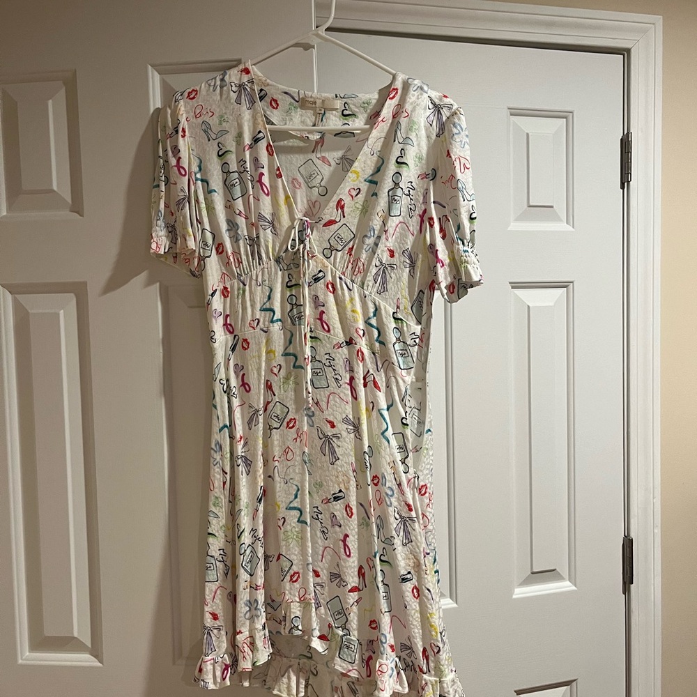 Maje White Dress with Colorful Accents